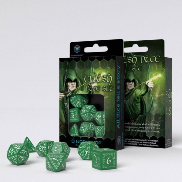 Elvish Würfel Set grün & weiß (7)