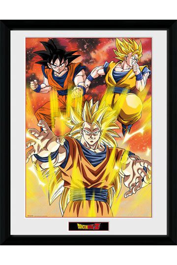 Dragonball Z Poster im Rahmen 3 Gokus 45 x 34 cm