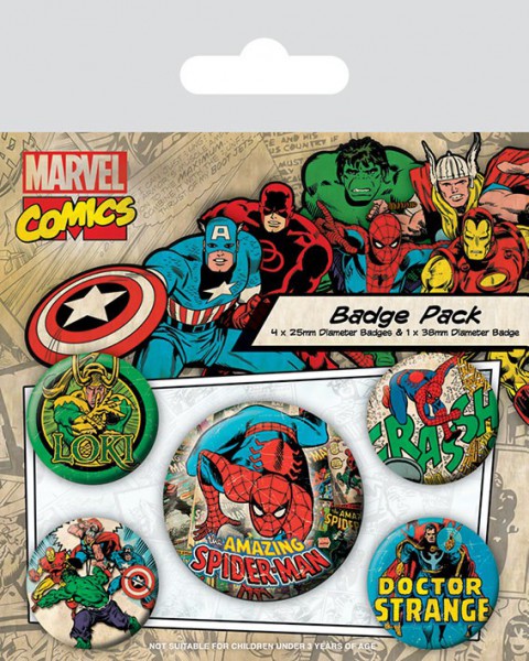 Marvel Comics Ansteck-Buttons 5er-Pack Spider-Man
