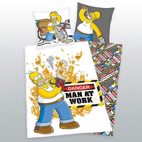Simpsons Bettwäsche Man At Work 135 x 200 cm / 80 x 80 cm