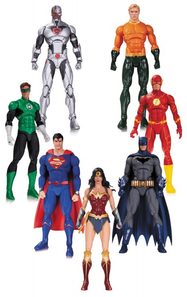 DC Rebirth Justice League Actionfiguren 7er-Pack 18 cm --- BESCHAEDIGTE VERPACKUNG