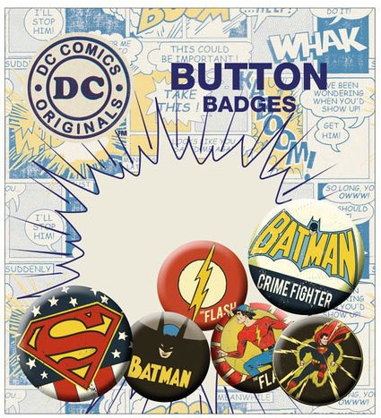 DC Comics Ansteck-Buttons 6er-Pack Retro